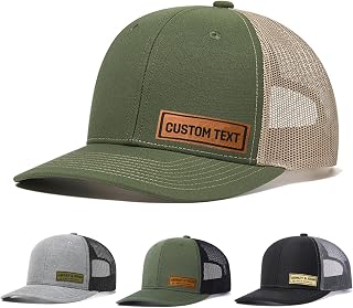 Custom Hats for Men Women Personalized Baseball Caps Leather Patch Trucker Hat for Adult Adjustable Custom Hats