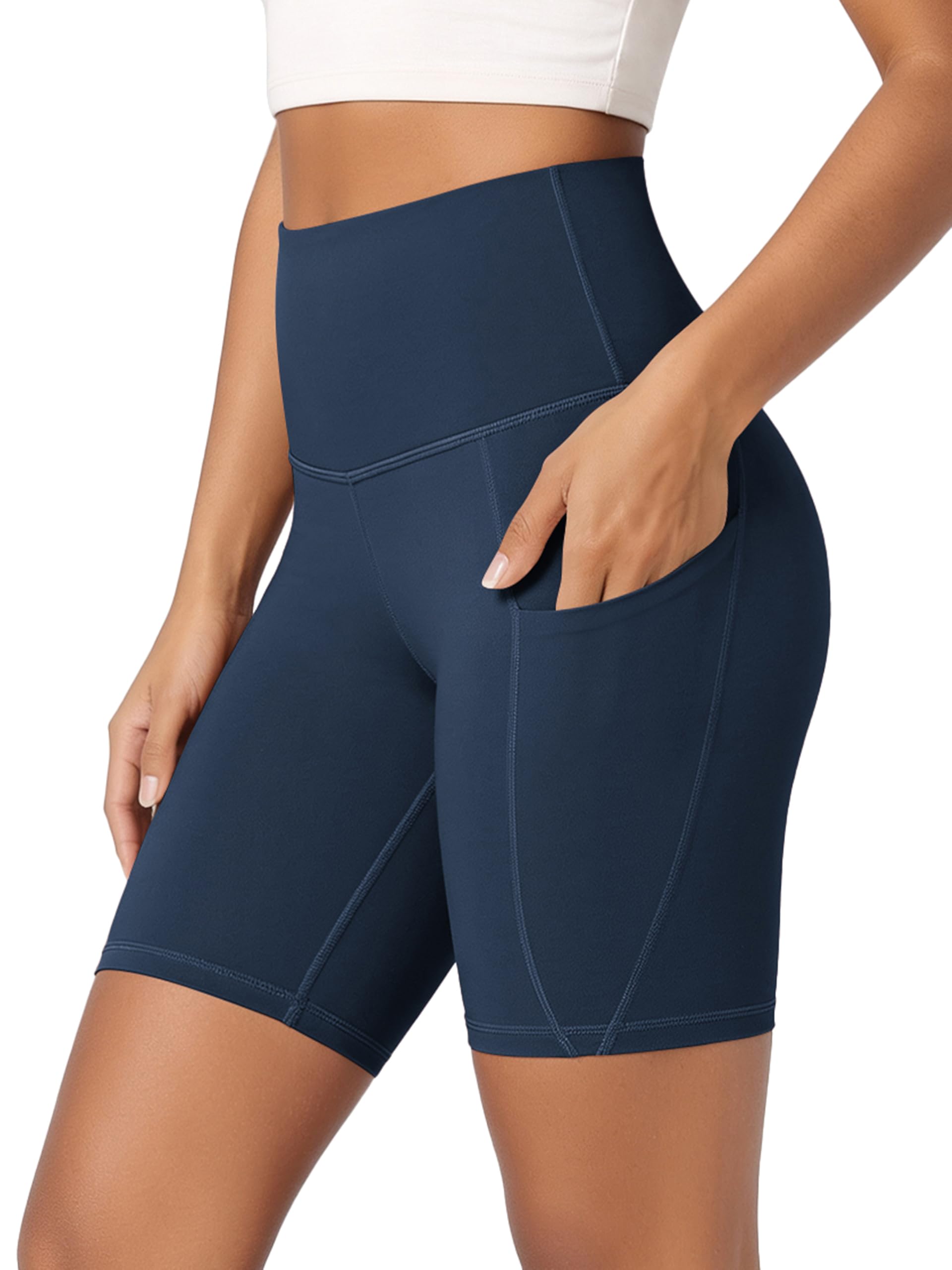 ODODOS Women's Tummy Control Biker Shorts 2.0 with Pockets High Waist Athletic W