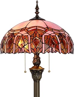 ZJART Tiffany Floor Lamp Stained Glass 16X16X70 Inch Pink Jewelry | Standing Reading Light for Living Room