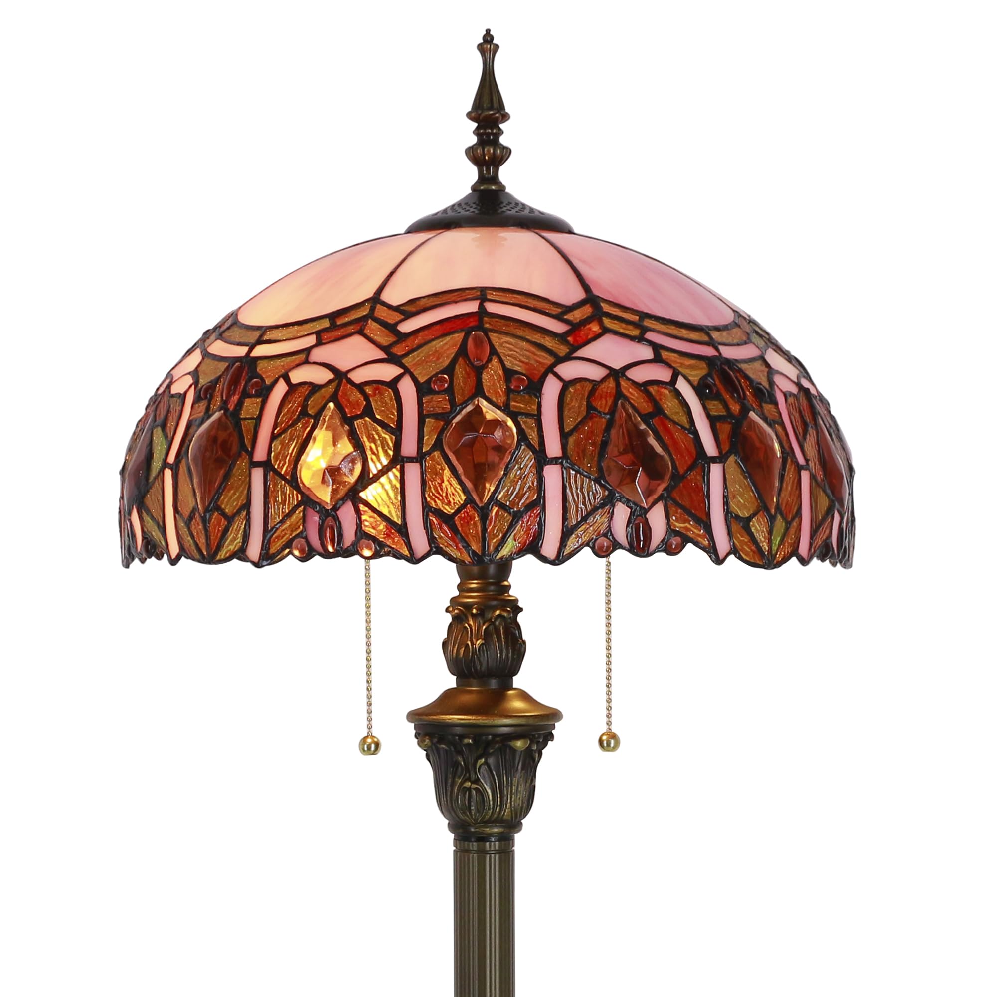 ZJART Tiffany Floor Lamp Stained Glass 16X16X70 Inch Pink Jewelry | Standing Rea