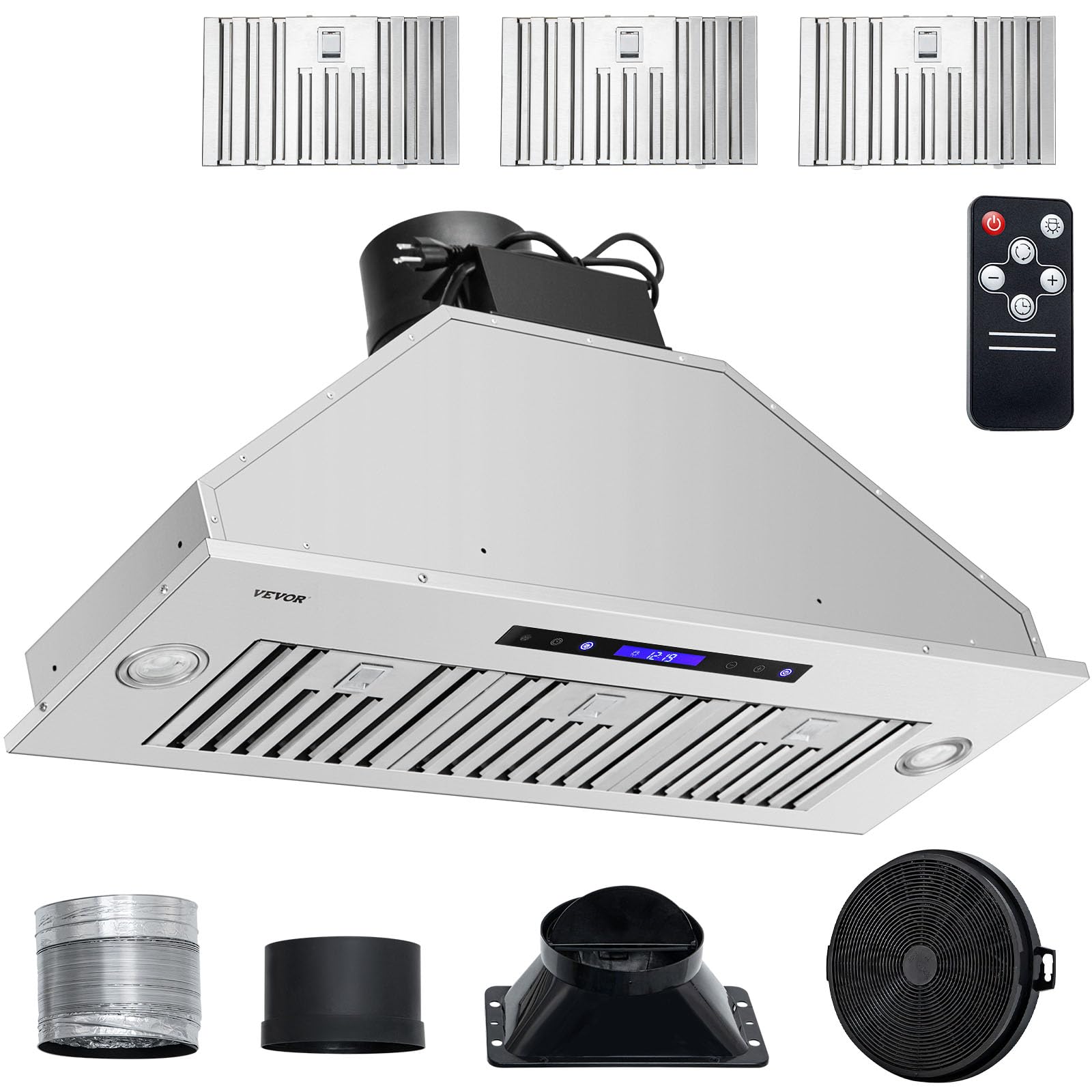 VEVOR Insert Range Hood, 900CFM 4-Speed, 36 Inch Stainless Steel Built-in Kitche