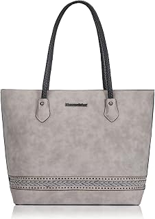 Montana West Bolsas grandes para mujer, bolsa de hombro con asa superior con tejido Decro, Gris