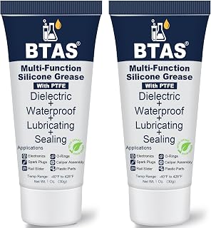 BTAS Electrical Dialectical Grease for Spark Plug,Battery Terminal 1oz 2Pcs | PTFE Enhanced, Compatible with Metal, Rubber, Plastic,Food Grade Grease, Seal O-Rings & Gaskets to Fix Minor Pipeline Leaks