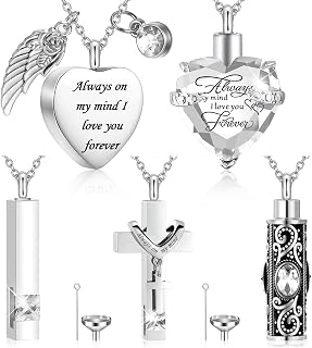 Fumete 5 Pcs Urn Necklaces for Ashes Cremation Keepsake