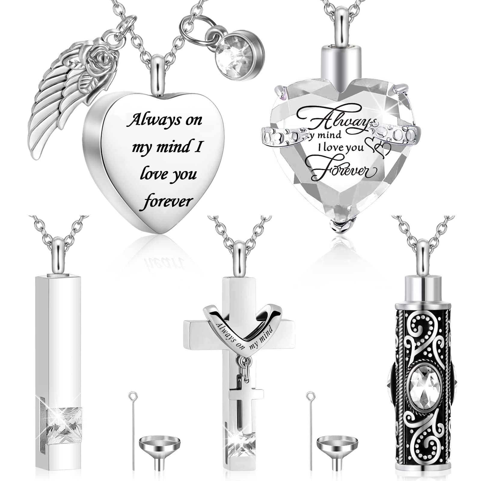 Fumete 5 Pcs Urn Necklaces for Ashes Cremation Keepsake