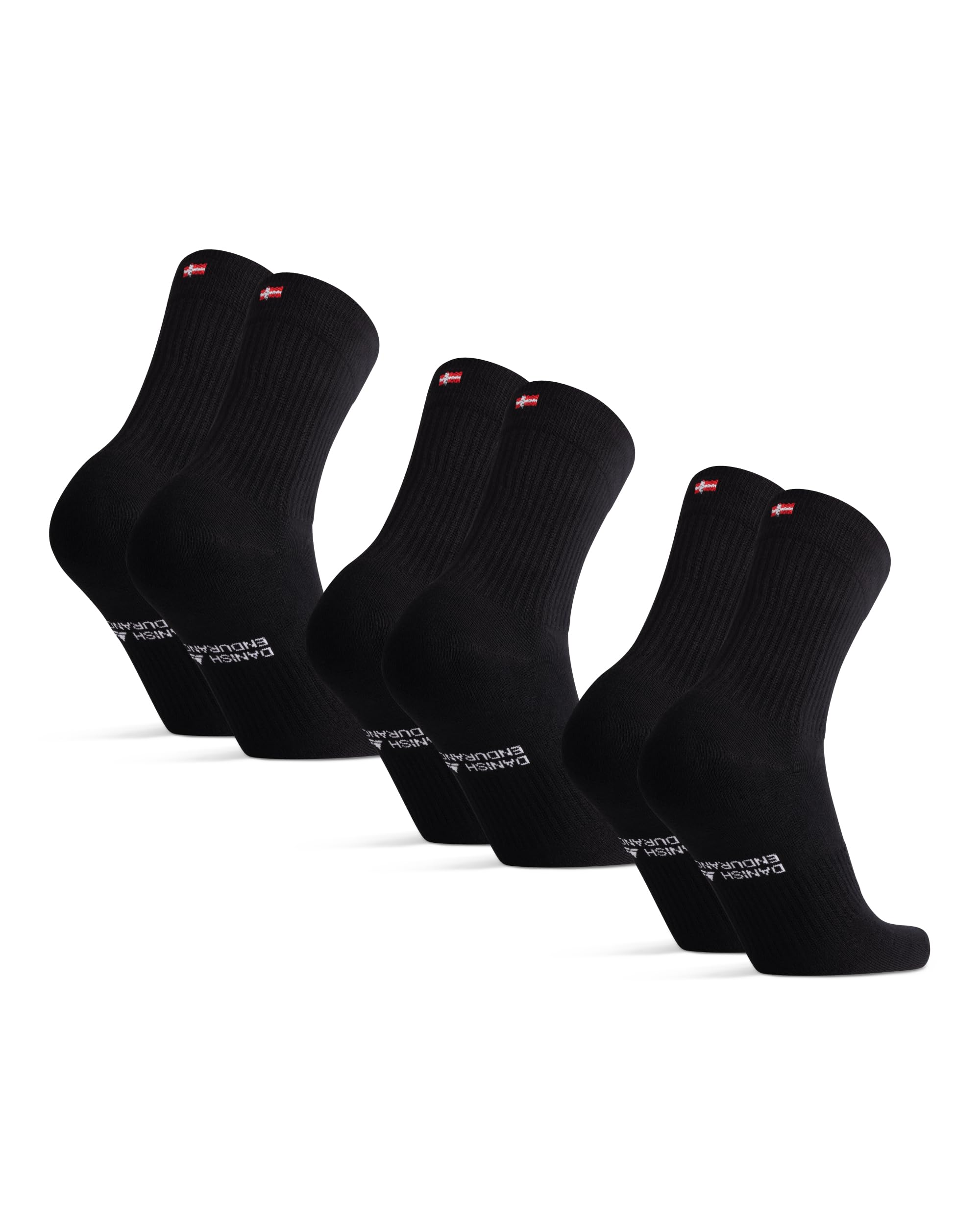 DANISH ENDURANCE Tennis Crew Socks, Cotton Sports Socks, 3 & 6-pack