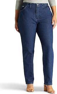 Lee Women's Plus Size Relaxed Fit Side Elastic Tapered Leg Jeans