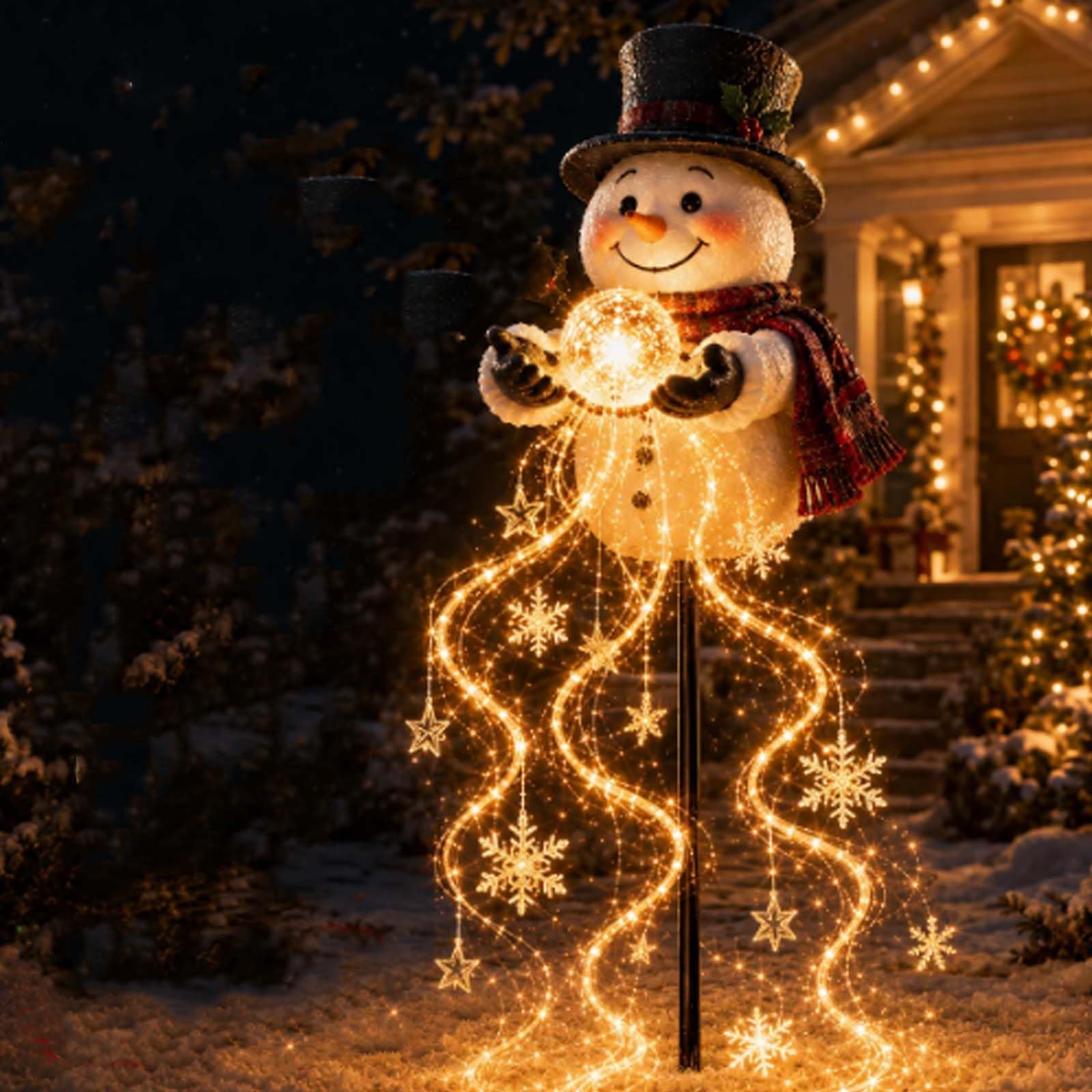 Christmas Yard Decorations Solar Snowman Light Outdoor Garden Stake (#A) | Flowi