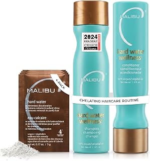 Malibu C Hard Water Wellness Remedy - Hard Water Shampoo, Conditioner &amp; Hair Mask Packets for Removing Deposits and Impurities - Hydrating Hair Care Set (6 Ct)
