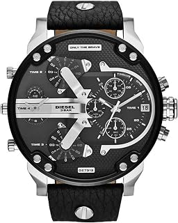 Diesel Mr. Daddy Watch for Men, Quartz Multifunctional Movement with Leather, Synthetic or Silicone Strap