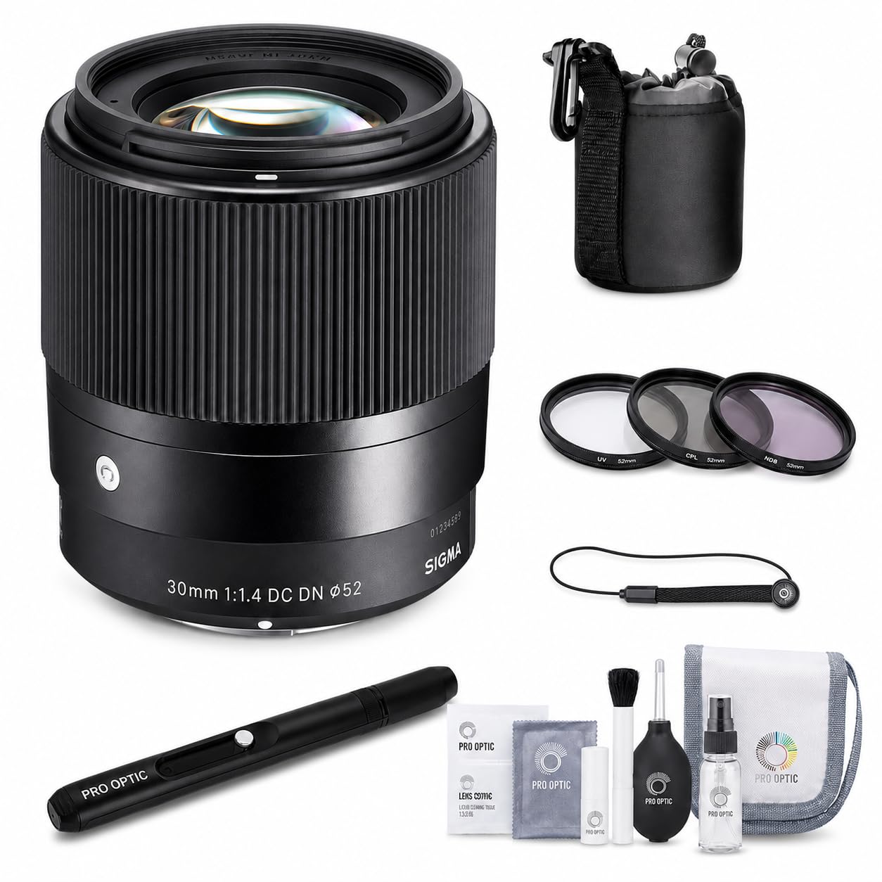 Sigma 30mm f/1.4 DC DN Contemporary Lens for Sony E Mount APS-C, Bundle with UV/