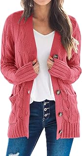 PRETTYGARDEN Women Chunky Cable Knit Cardigan Sweaters Fall Fashion Clothes