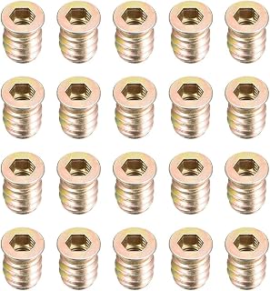 M6 x 15mm Threaded Nuts for Wood Furniture Hexagon Interface 20pcs