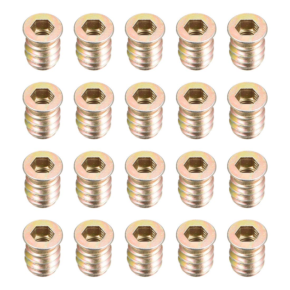 M6 x 15mm Threaded Nuts for Wood Furniture Hexagon Interface 20pcs