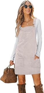 CUPSHE Women Corduroy Square Neck Wide Strap Fall Overall Mini Dress