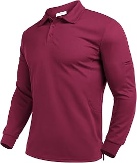 Deyeek Mens Golf Shirt Long Sleeve Quick Dry UPF 50+ Sun Protection Casual Collar Shirts