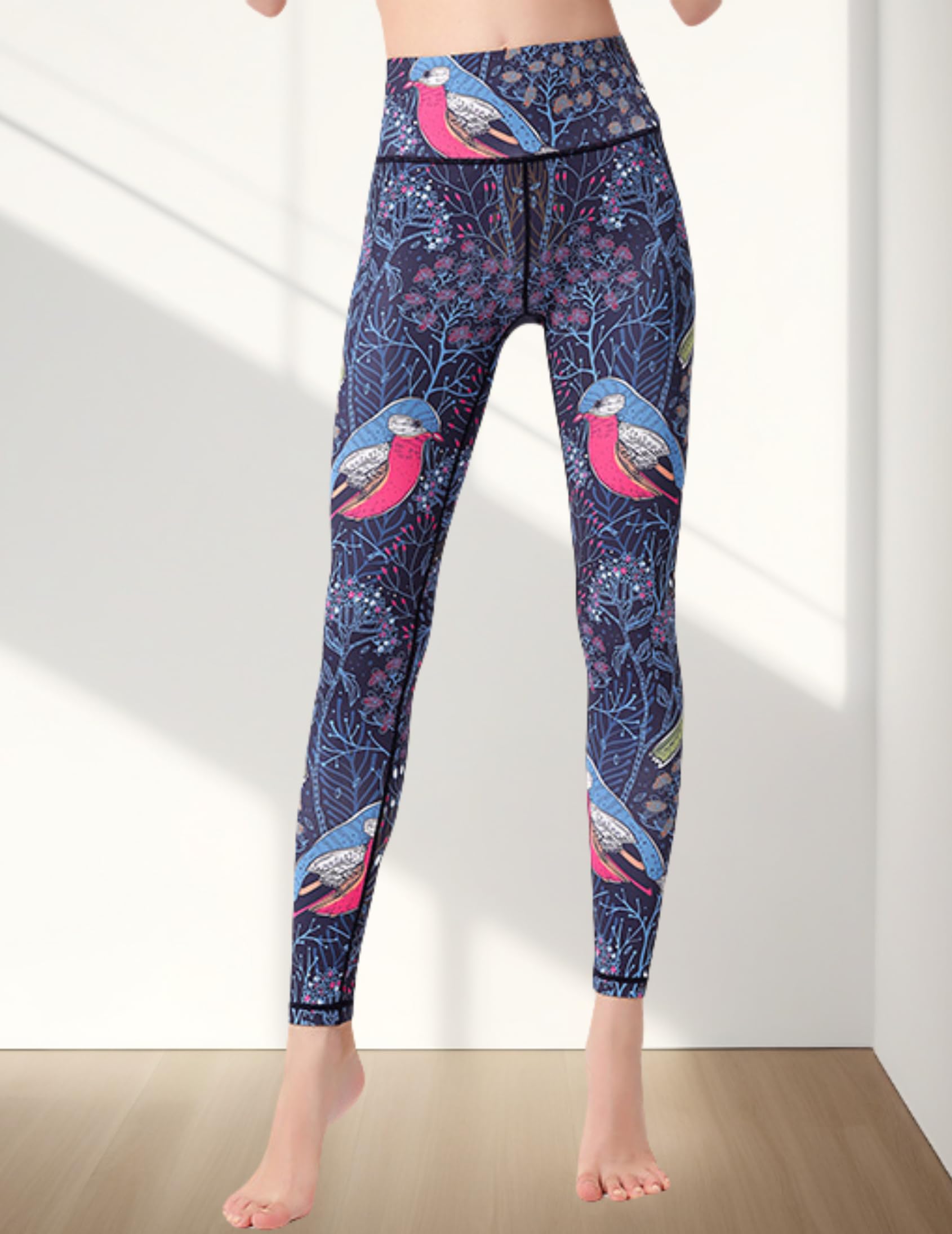 Women's High Waist Leggings Elegant Floral Print Gym Yoga Everyday Wear