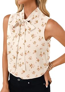 LYANER Women's Elegant Bow Tie Mock Neck Sleeveless Blouse Office Workwear Shirt Top