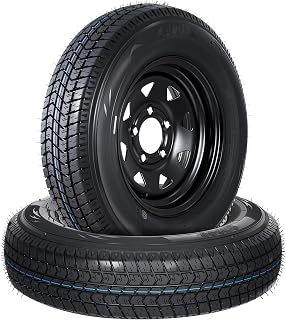 Garvee 2-Pack ST175/80D13 Trailer Tires with Black 13" Spoke Wheel | Heavy Duty 175 80 13 Trailer Tire 5 Lug on 4.5" Bolt Pattern, 6PR Load Range C for Utility, Boat, Camper, Cargo Trailer