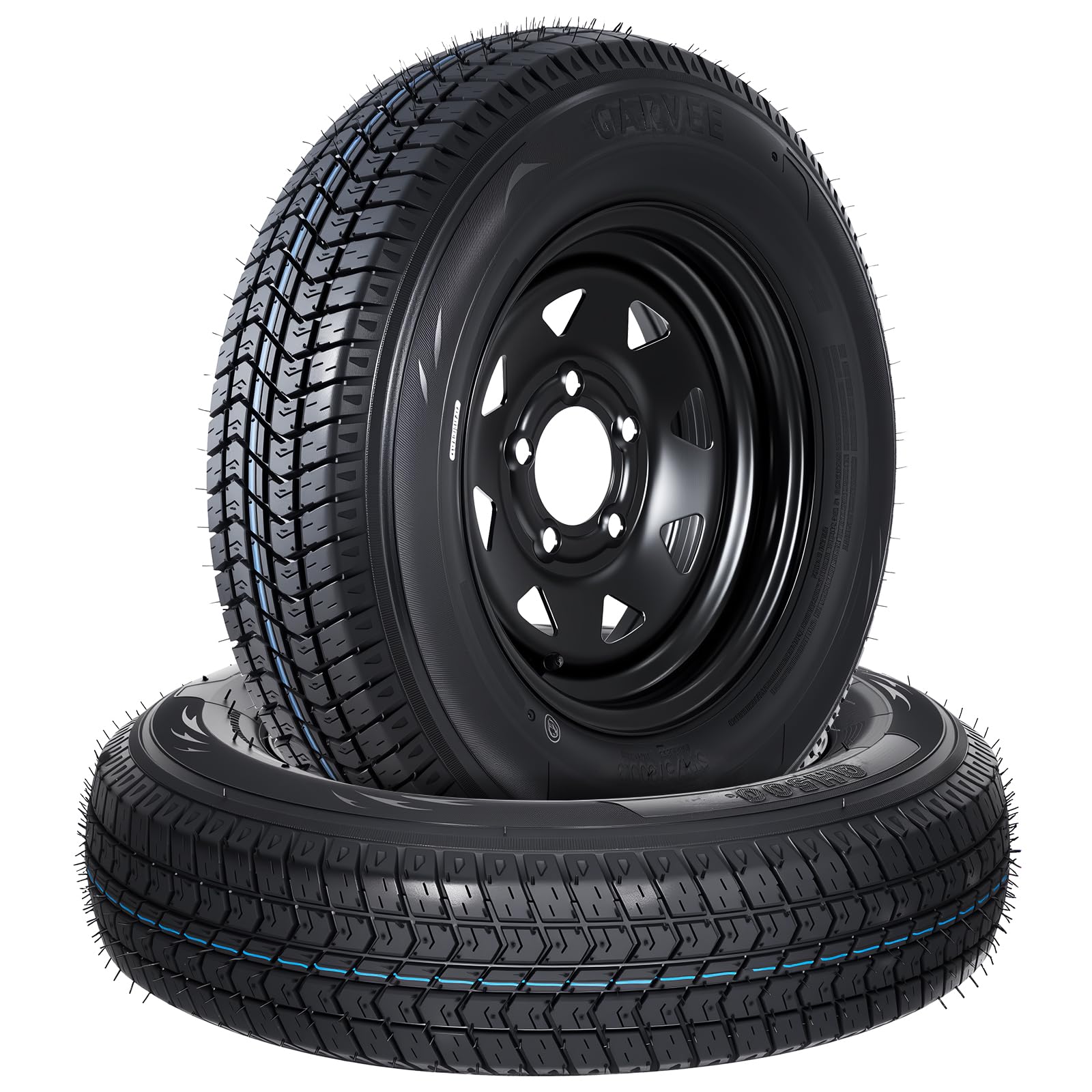 Garvee 2-Pack ST175/80D13 Trailer Tires with Black 13" Spoke Wheel | Heavy Duty 