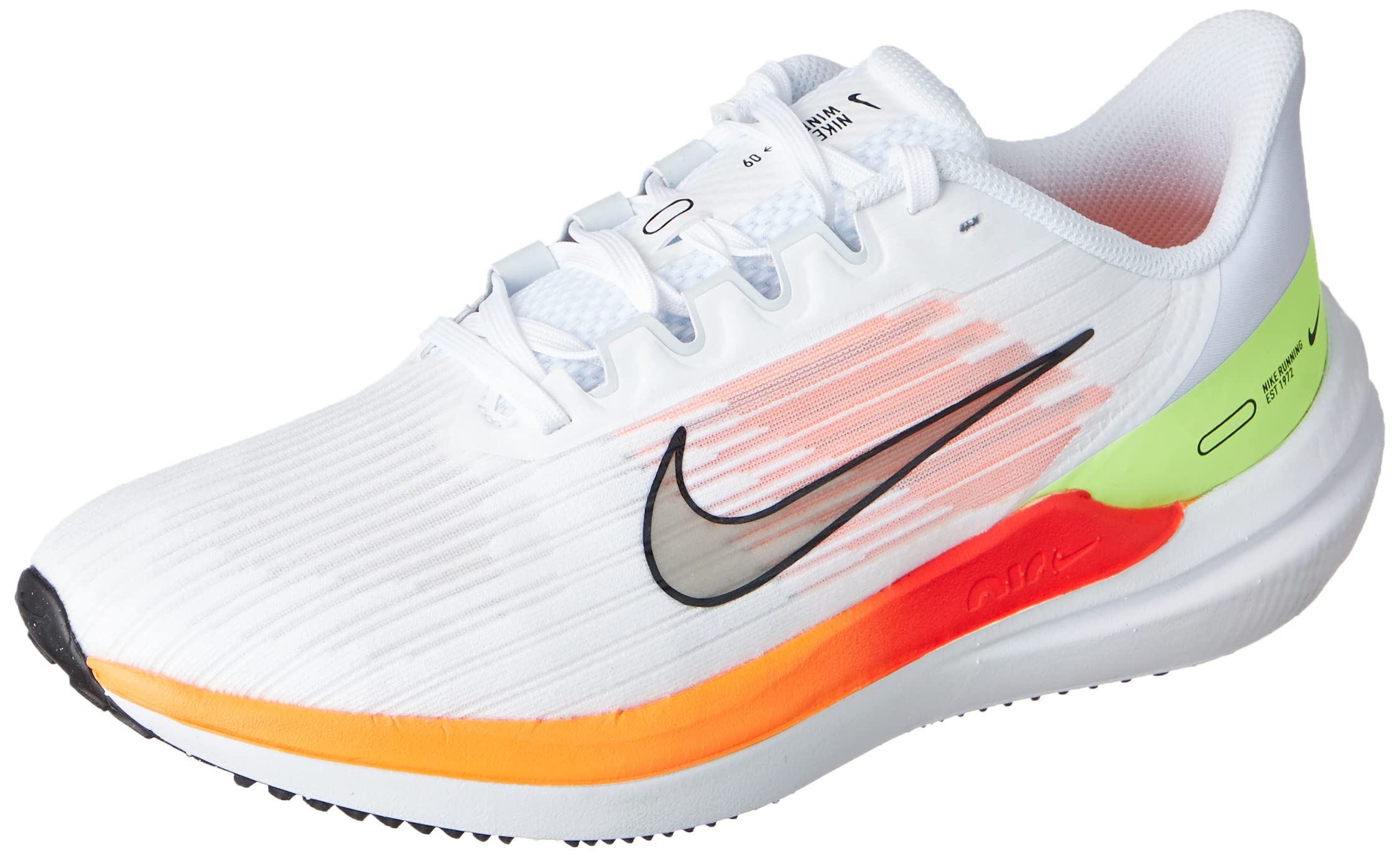 NIKE Men's Air Winflo 9 Sneaker, White Black Total Orange Bright Crimson, 10 UK
