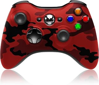 Wireless Controller for Xbox 360,2.4GHZ Game Joystick Controller,Camo Red | Gamepad for Xbox 360 & Slim Console and PC Windows 7/8/10,No Audio Jack