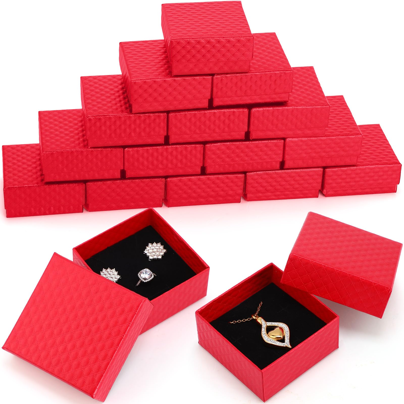 Sasylvia 24 Pcs Jewelry Gift Boxes, 3x3x1.4 Jewelry Case Red