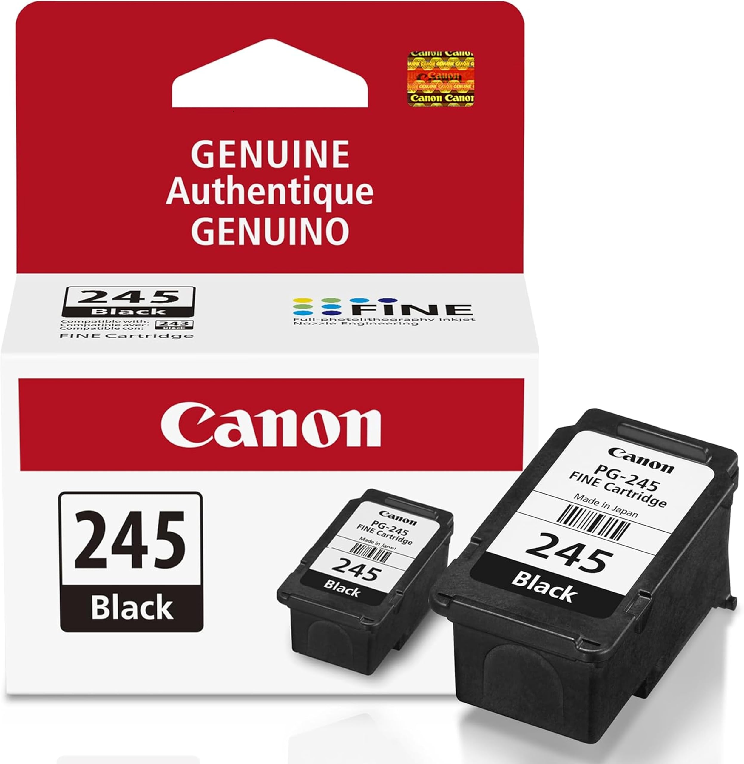 Canon Genuine Ink Cartridges PG-245 Black (1 Count) | Original Canon Printer Ink