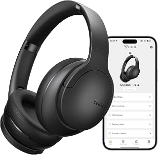 DOQAUS Bluetooth Headphones Over Ear Wireless, 90H Playtime, APP Control | 9 EQ Mode, Headphones Wireless with HiFi Deep Bass, Bluetooth 5.4, Memory Foam Earpad, ENC Mic, for Travel, Phone, PC, Black