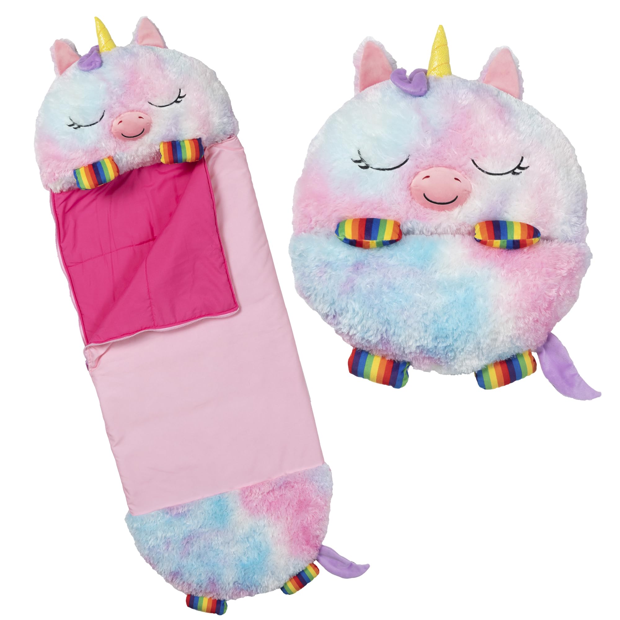 Happy Nappers 2-in-1 Pillow & Sleepy Sack Rainbow Unicorn 54x20 Medium | Medium 