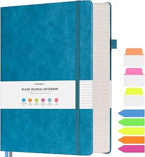 College Ruled Notebook, Large B5 Hardcover Leather Journal, 312 Numbered Pages Writing Journal, 100gsm No Bleed Paper, Lined Journal Notebook for Women Men School Office, Blue