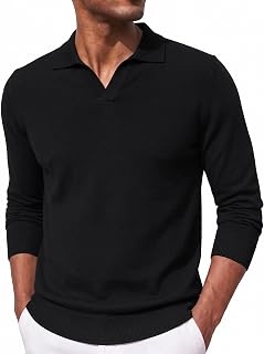 iClosam Men's Polo Jumper Fine Knitted Sweater Soft Knit Pullover