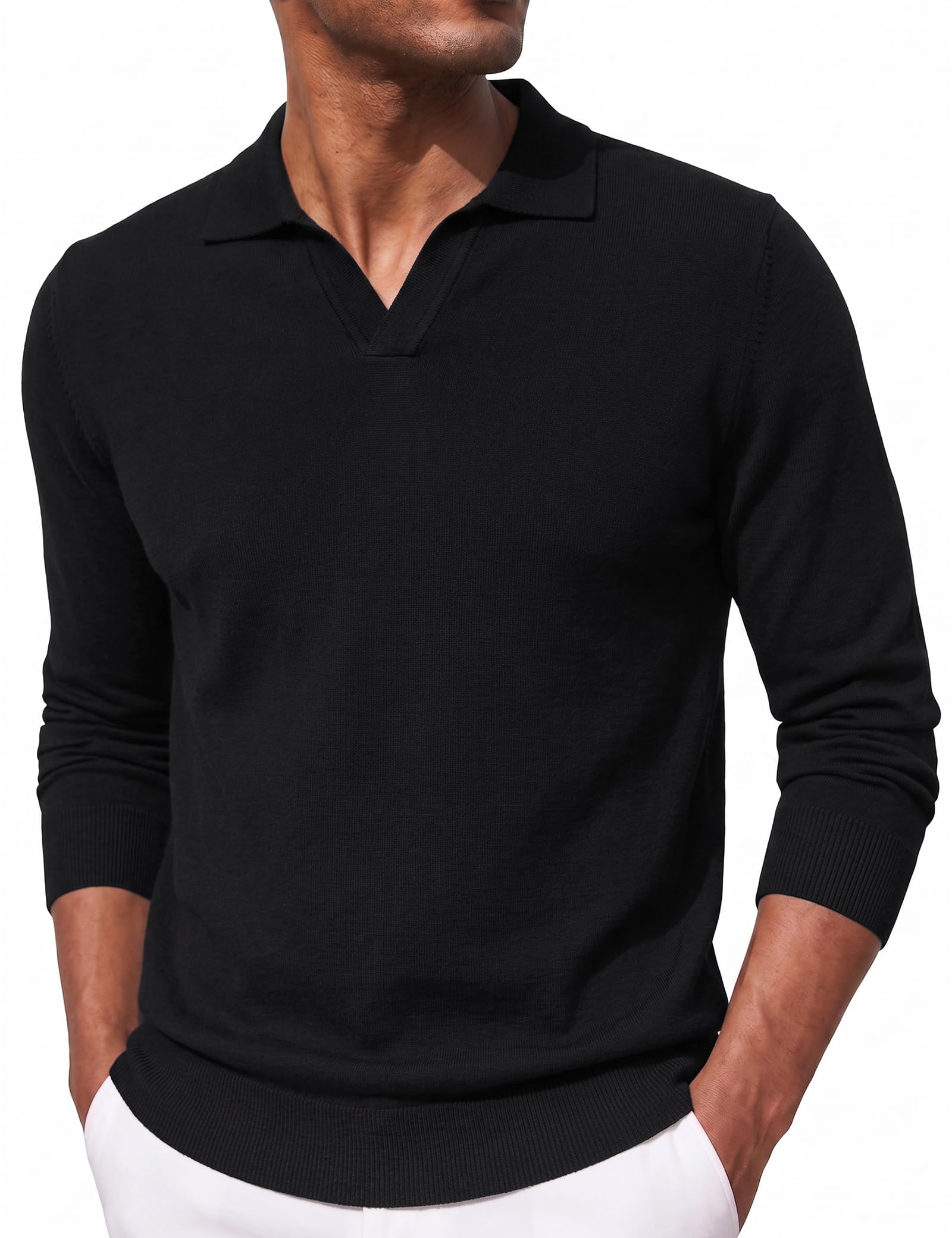 iClosam Men's Polo Jumper Fine Knitted Sweater Soft Knit Pullover