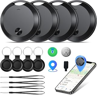 Smart Tracker Tags-4 Pack: Bluetooth Tracker Item Finder Works with Apple Find My (iOS Only) App, Tracker Tag Locator for Keys, Luggage, Satchel, Backpack etc. (Not for Android Devices)