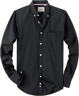Alimens & Gentle Mens Solid Oxford Shirt Long Sleeve Dress Shirt Work Casual Button Down Shirts with Pocket