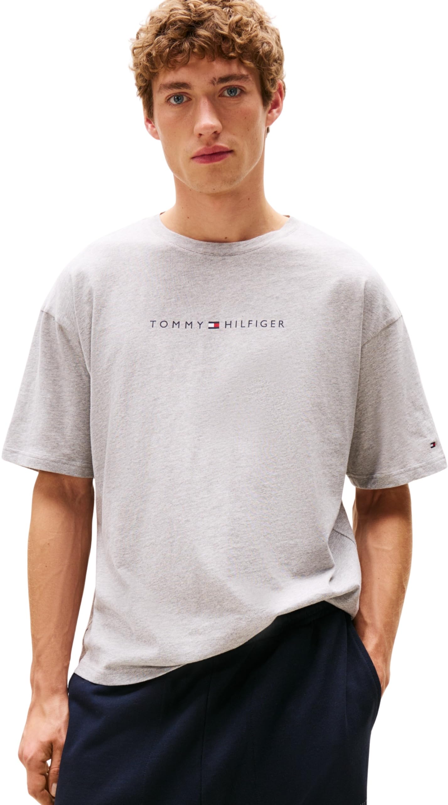 Tommy Hilfiger Herren T-Shirt Kurzarm Logo mit Rundhalsausschnitt