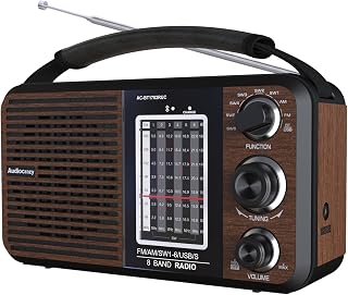 Shortwave Radio AM/FM/SW1-6 Radio Transistor Radio AC or Battery Operated with Best Reception USB/SD Port Big Speaker and Precise Tuning Knob & 3.5mm Earphone Jack