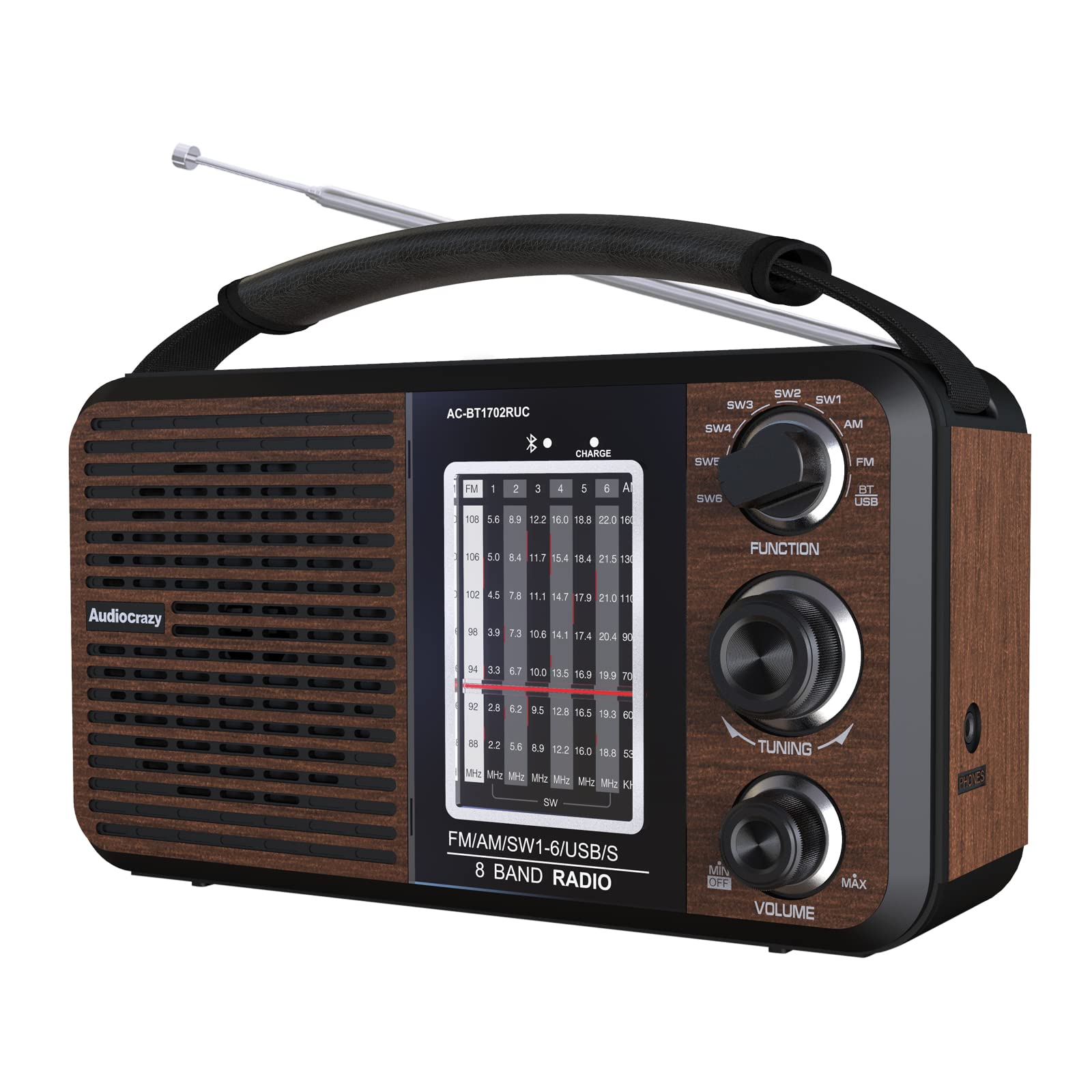 Shortwave Radio AM/FM/SW1-6 Radio Transistor Radio AC or Battery Operated with B