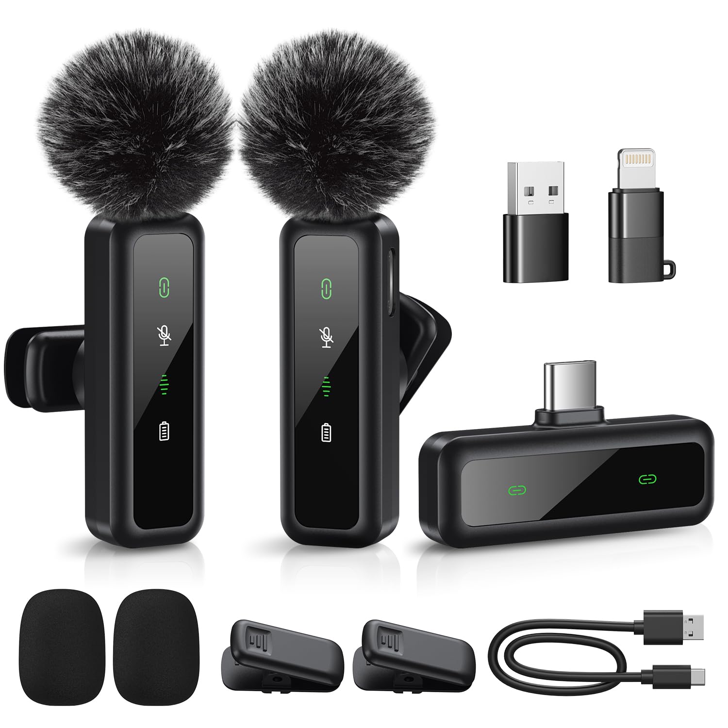 Newmight Wireless Lavalier Microphone Dual Set,mini mic for iPhone, Android | Pl