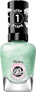 Sally Hansen Miracle Gel Pearls Salon Quality Nail Polish | Gel-Like Formula, Two-Step System, No UV Light Needed, Long Lasting | Semi Opaque, Shimmery | 902 Under the Sea | Mint Green Nail Polish