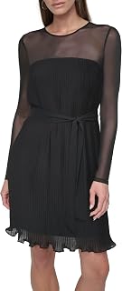 DKNY L/S Pleated A-Line Dress for Women