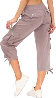 MoFiz Women's Cargo Hiking Capri Pants Lightweight Quick Dry Running Athletic Casual Outdoor Button Pockets