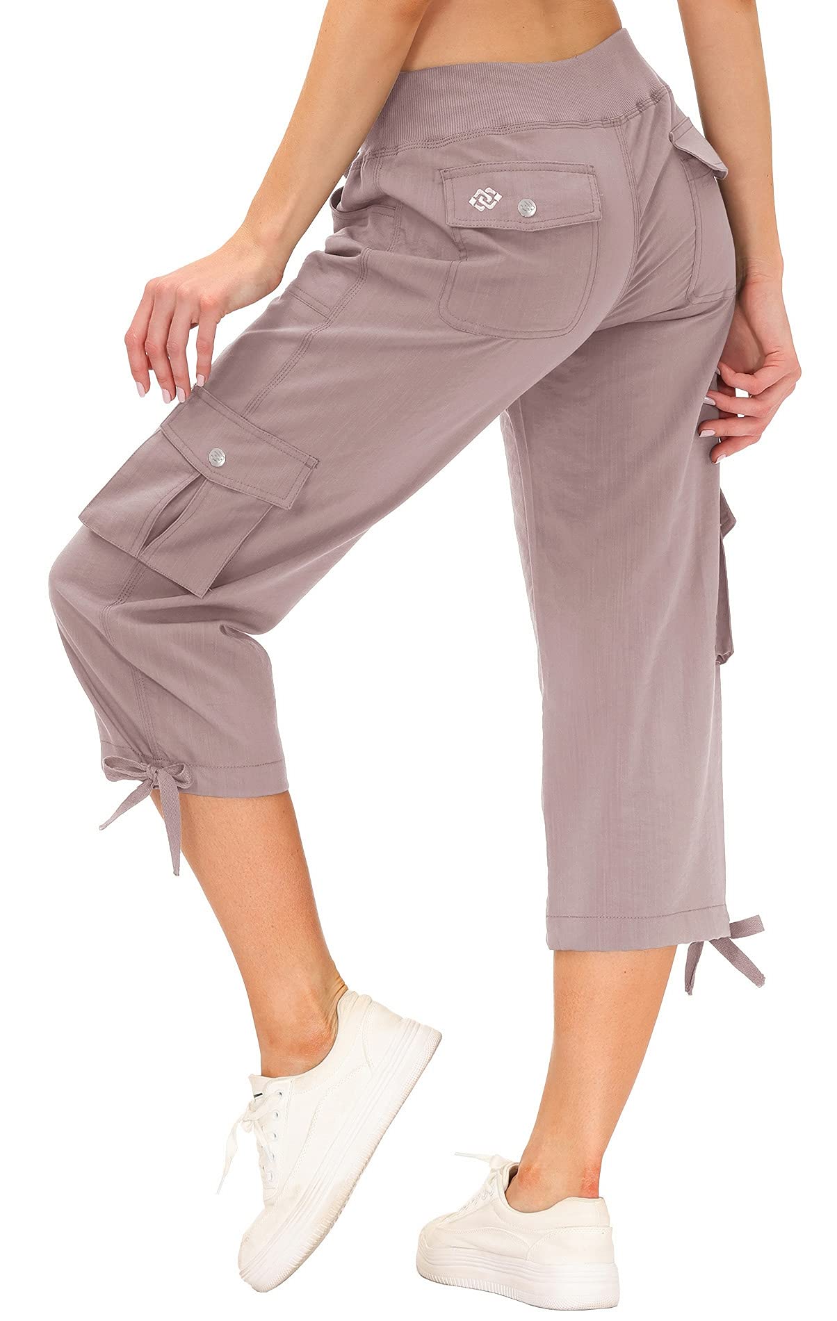 MoFiz Women's Cargo Hiking Capri Pants Lightweight Quick Dry Running Athletic Ca