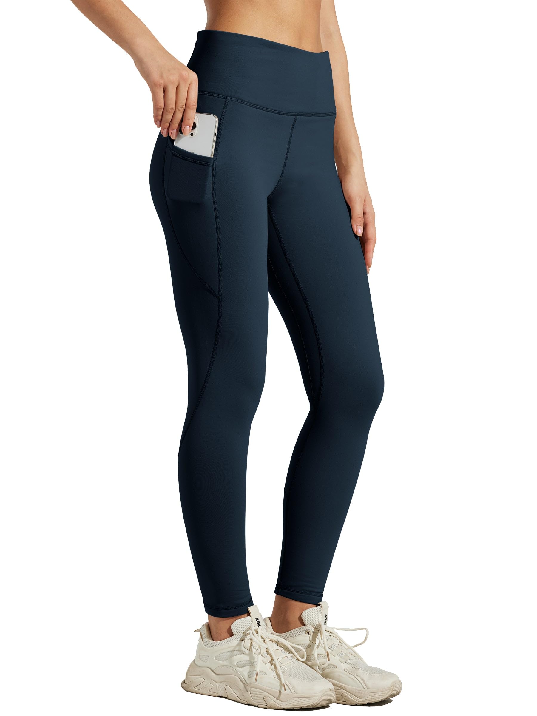 Willit Leggings da donna foderati in pile a vita alta invernali termici yoga pan