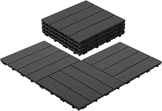 Panana 10PCS Wood-Plastic Composite Interlocking Decking Tiles, 30x30cm | WPC Deck Panels Wood Effect Tiles Outdoor Flooring for Terrace, Garden, Patio and Balcony, covers 0.9m², Low Maintenance