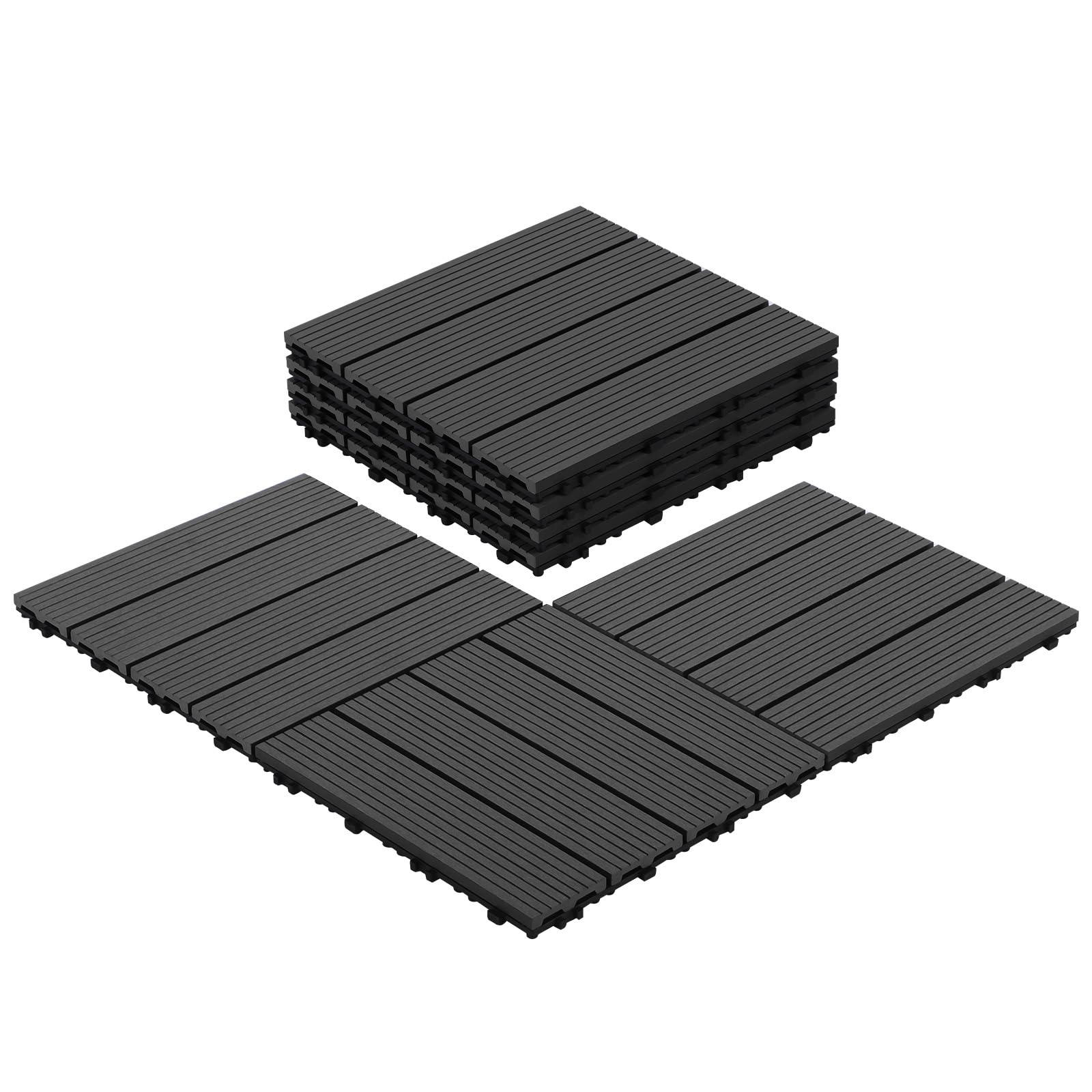 Panana 10PCS Wood-Plastic Composite Interlocking Decking Tiles, 30x30cm | WPC De