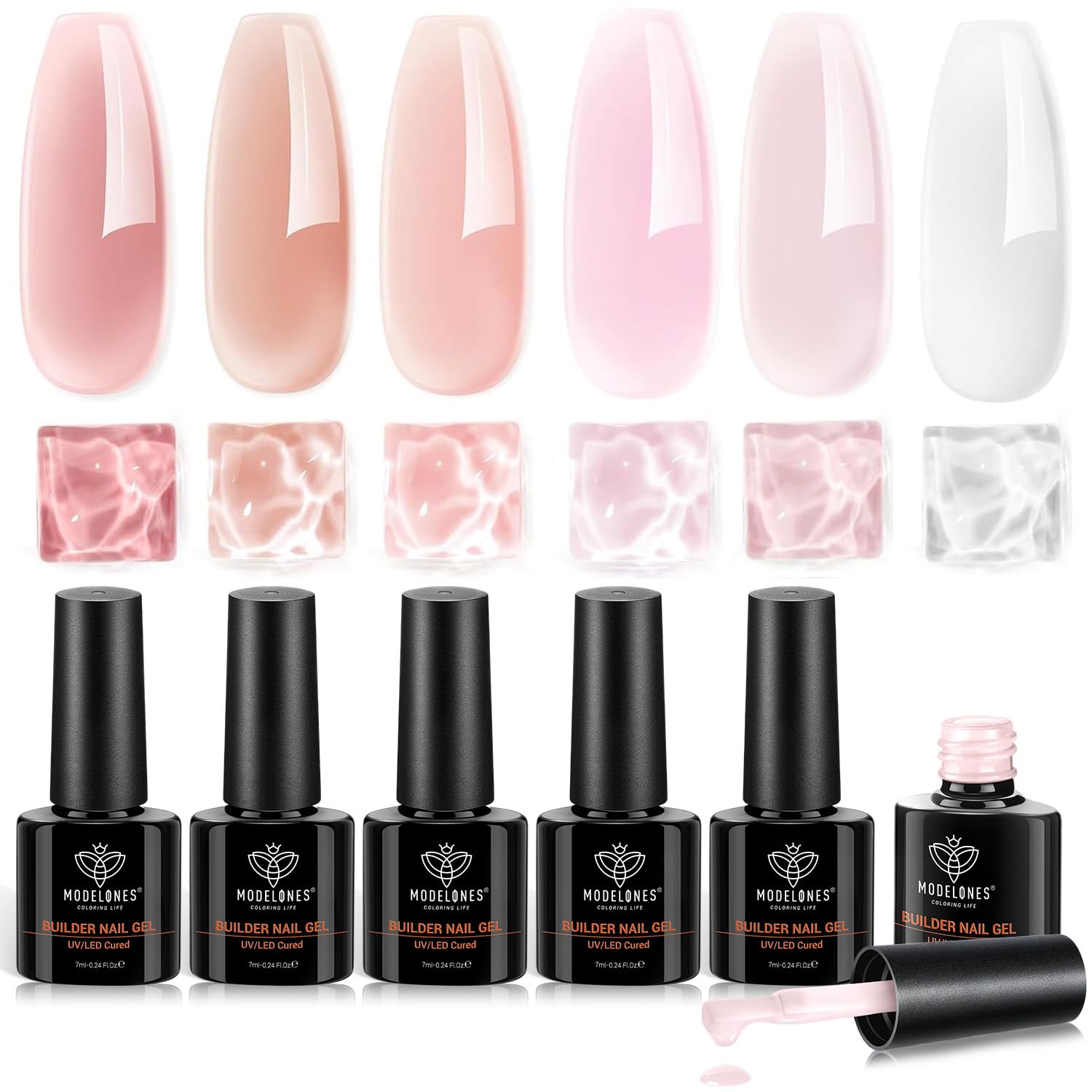 modelones Builder Nail Gel, Builder for Nails Jelly Nude Pink 6 Colors | Natural