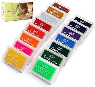 Lsushine 15 Colors Craft Ink Pads, Washable Stamp Pads for DIY Stamping | Ink Pad Set for Rubber Stamps, Finger Painting, Crafts on Paper, Wood, Fabric, Scrapbooking, DIY &amp; Back to School Supplies