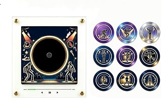 Retro NFC Vinyl Fridge Magnet Music Player, 9-Piece Swappable Record Set | Phone-free Playback, Magnetic Spinning Display, Musical Gift for Home, Kitchen & Desktop Decor,Christmas Decor and Gifting