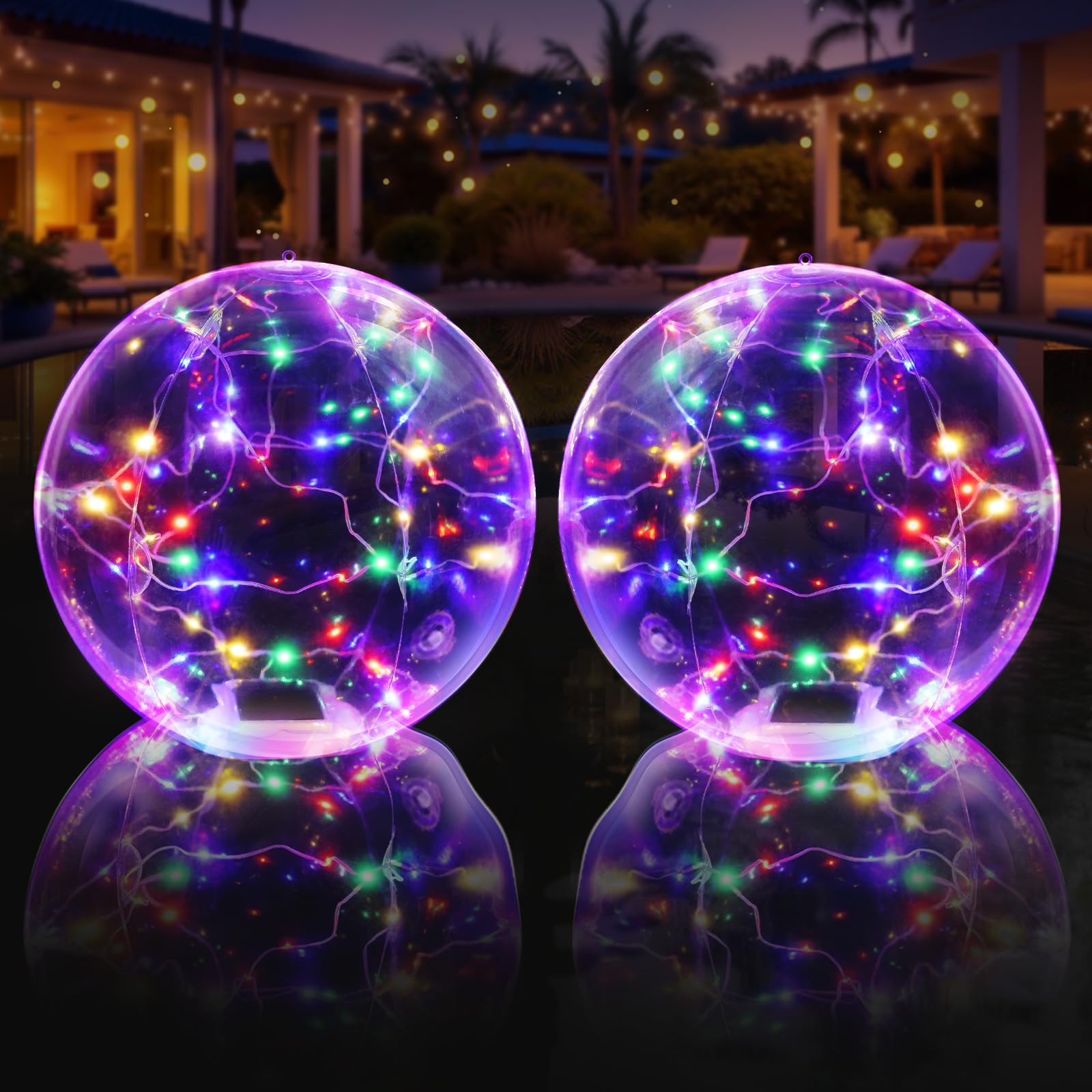 Askyli Floating Pool Lights, Colorful LED Solar Pool Lights that Float, IP68 Wat